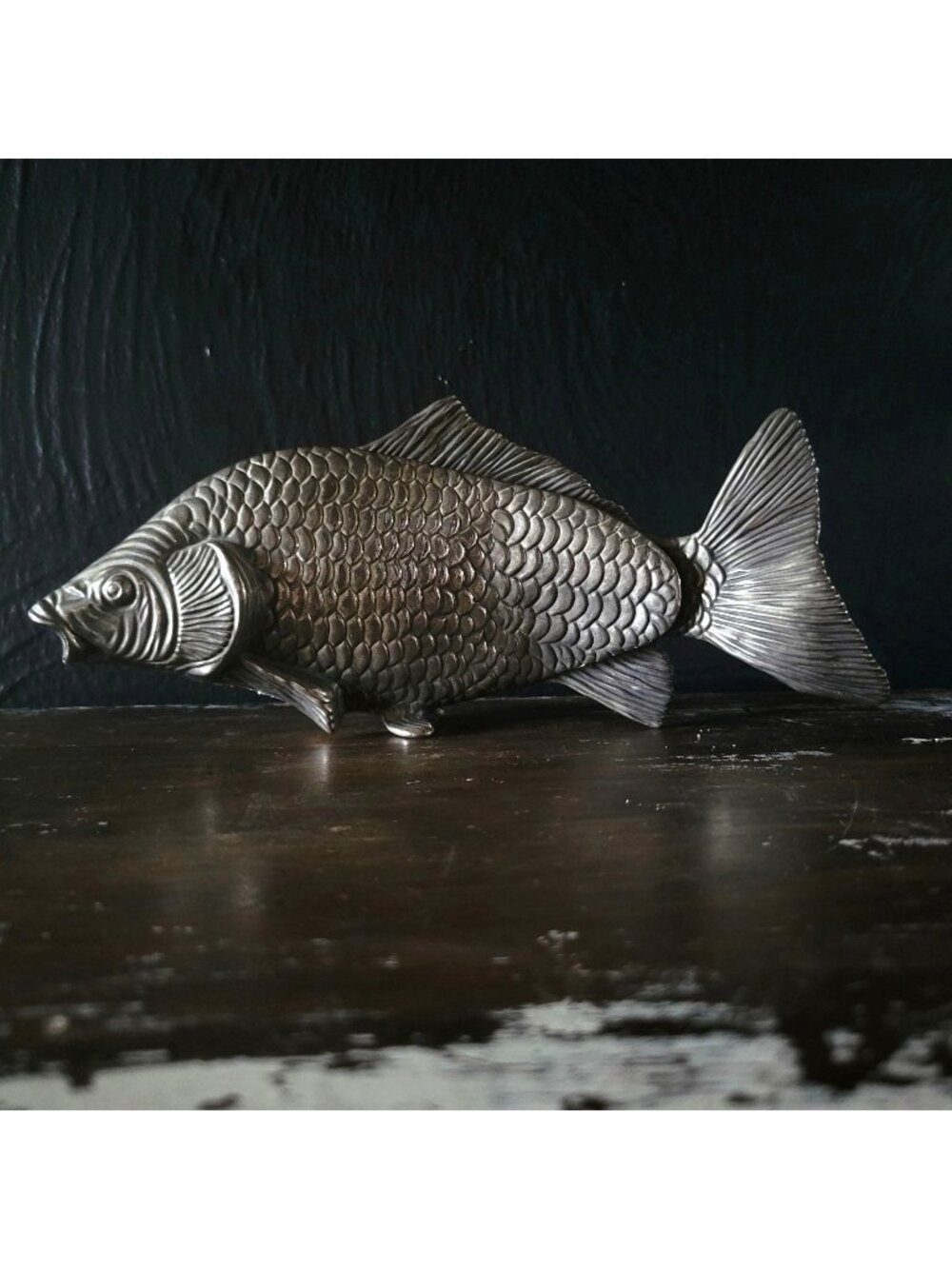 Vintage Modello-Depositato Silverplate Fish Napkin Holder Italian Carp Design